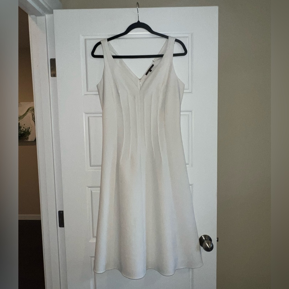Kobi Halperin White Hadar Pintucked Seam A-Line Dress Size 8